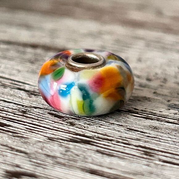 Summersday Artisan Trollbeads Style Trollstone Happy Colors Glitter Leaf NEW - Picture 7 of 10